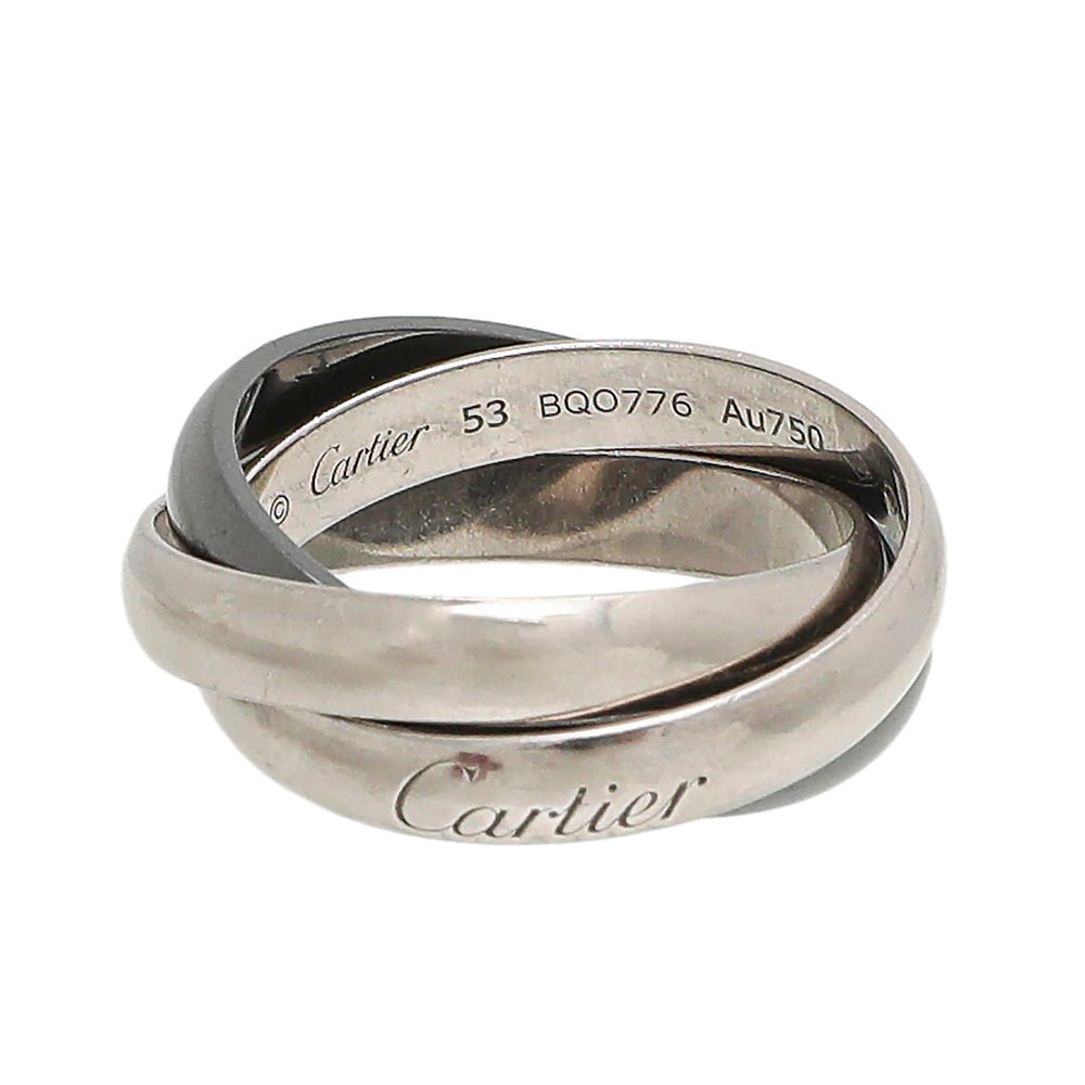 Cartier - Cartier 18K White Gold Black Ceramic Trinity Classic Ring 53 | The Closet