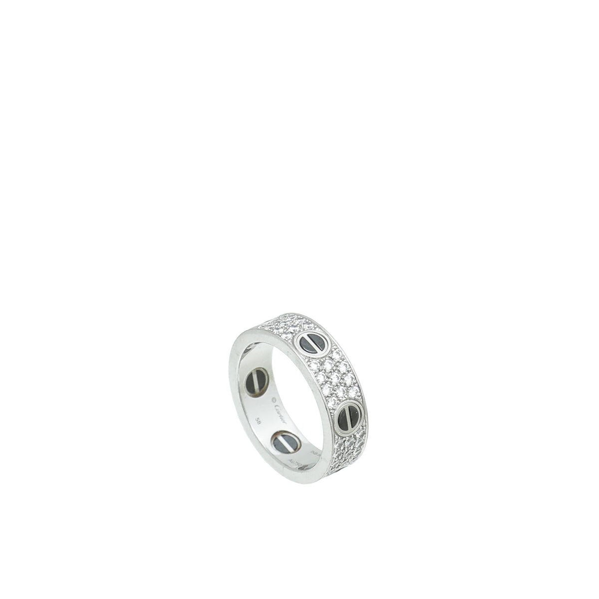 Cartier 18K White Gold Diamond Paved & Ceramic Love Ring 58-Cartier-THE CLOSET