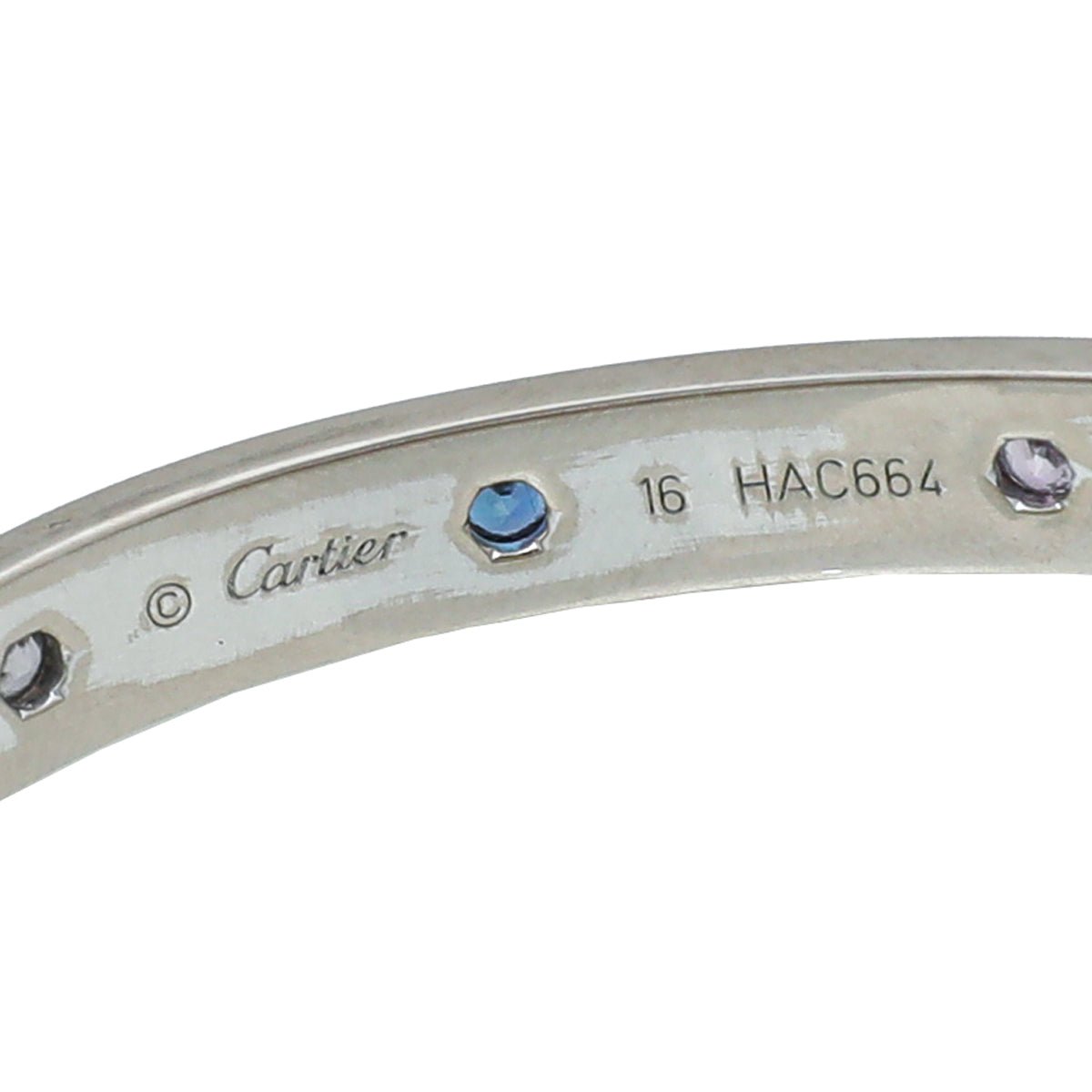 Cartier 18K White Gold Love Bracelet 16 w/Colored Stones-Cartier-THE CLOSET