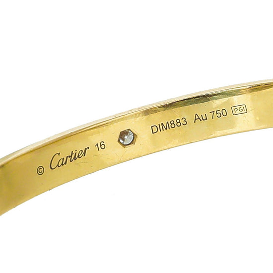 Cartier - Cartier 18K Yellow Gold 1 Diamond Love Cuff Bracelet 16 | The Closet