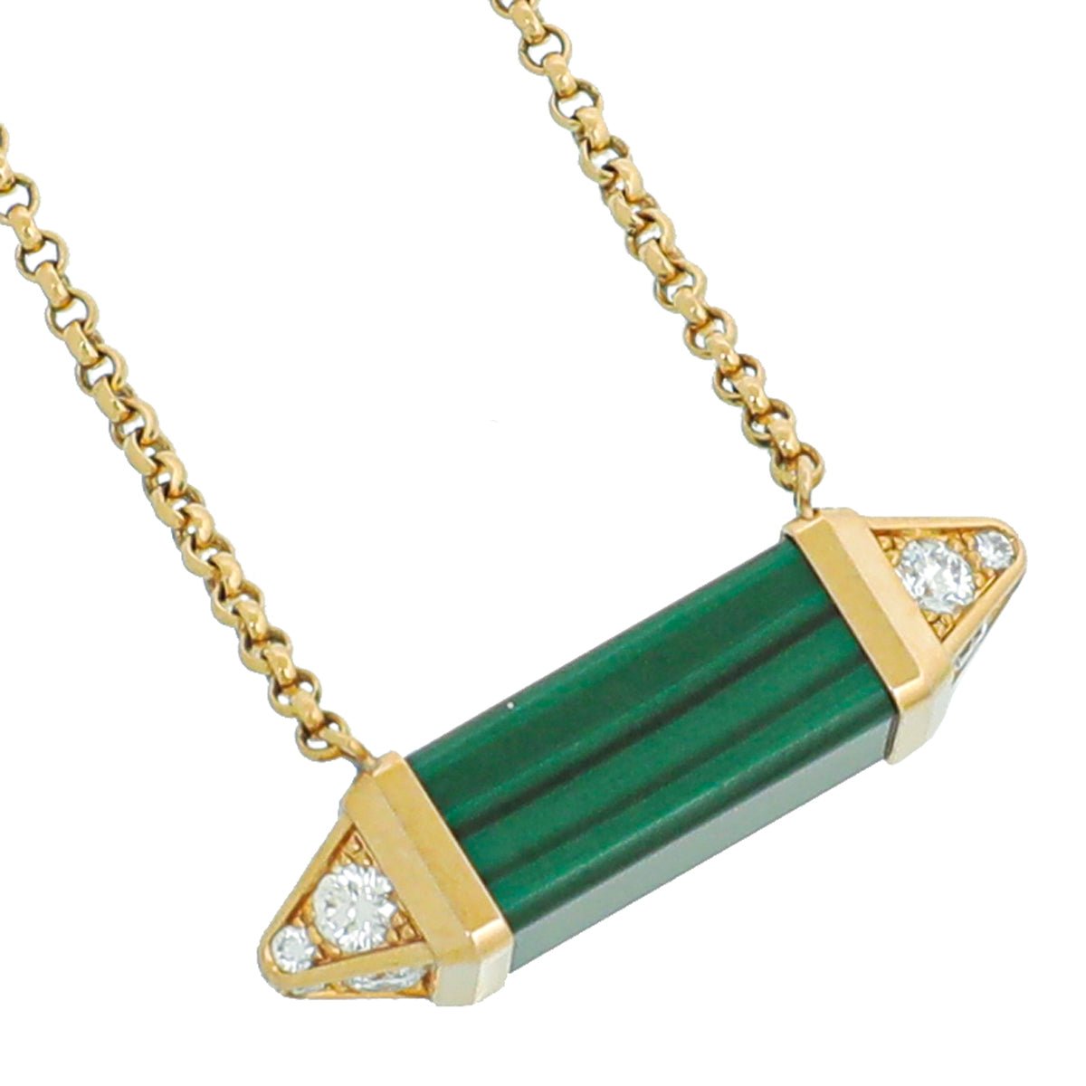 Cartier 18K Yellow Gold Malachite Diamond Les Berlingots De Cartier Necklace Medium Model-Cartier-THE CLOSET
