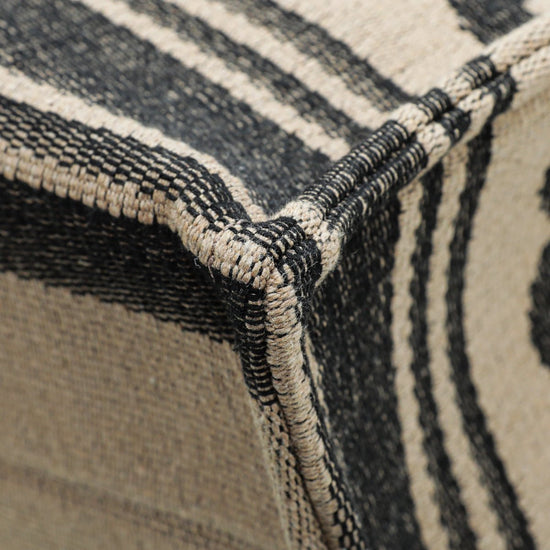 LARGE CABAS THAIS IN STRIPED TEXTILE - BEIGE