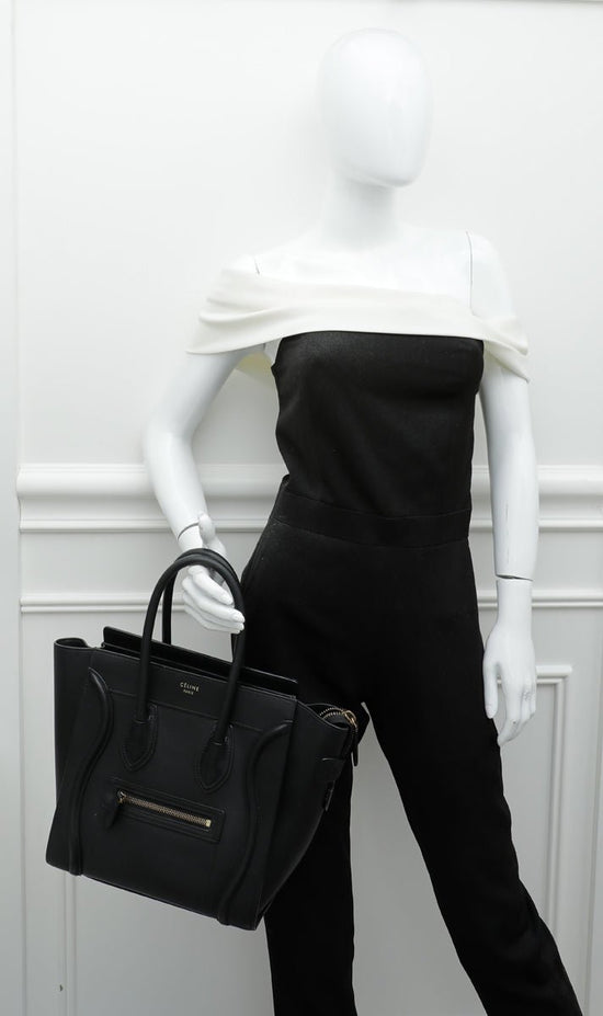 Celine - Celine Black Micro Luggage Dramed Bag | The Closet