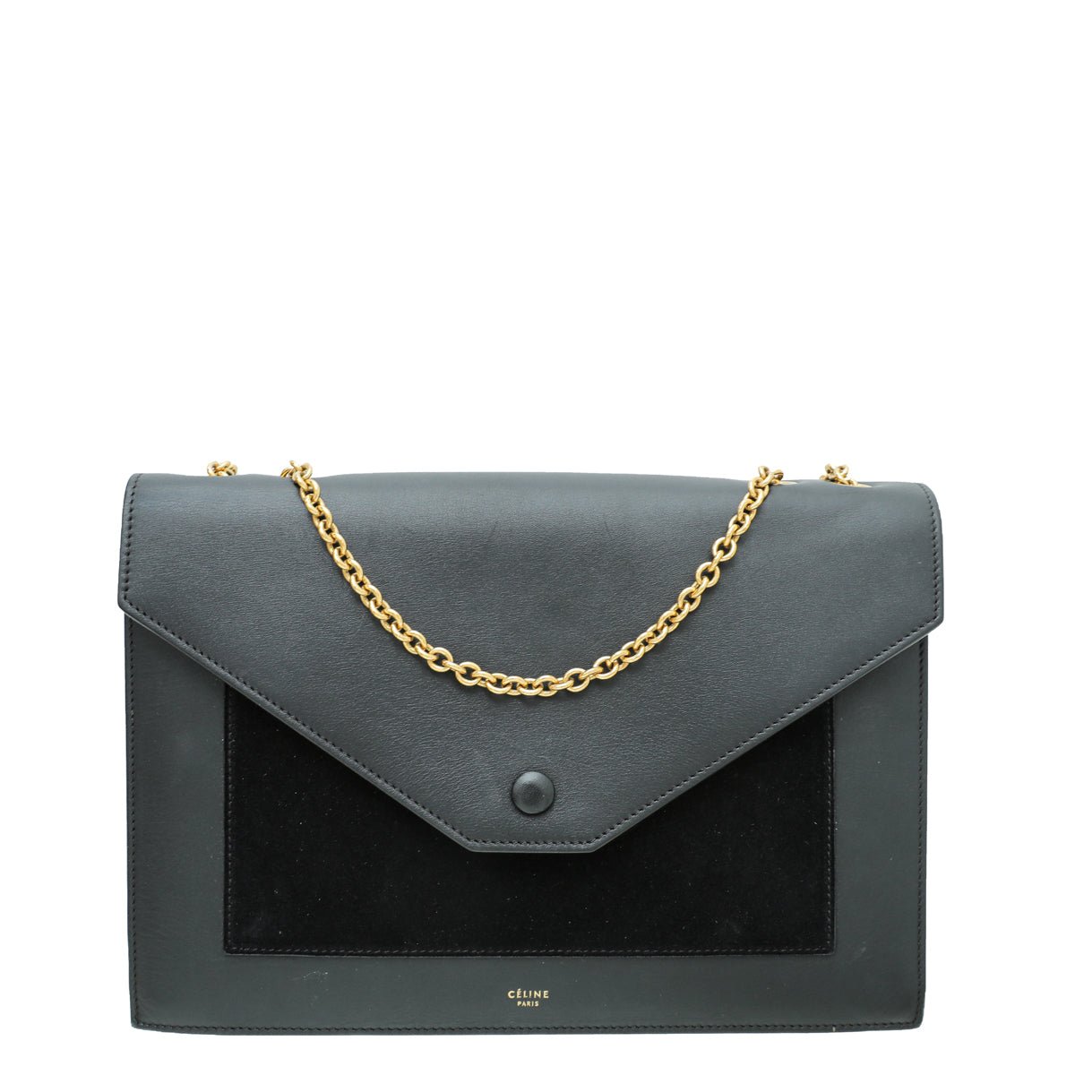 Celine Black Pocket Envelope Flap Chain Medium Bag-Celine-THE CLOSET