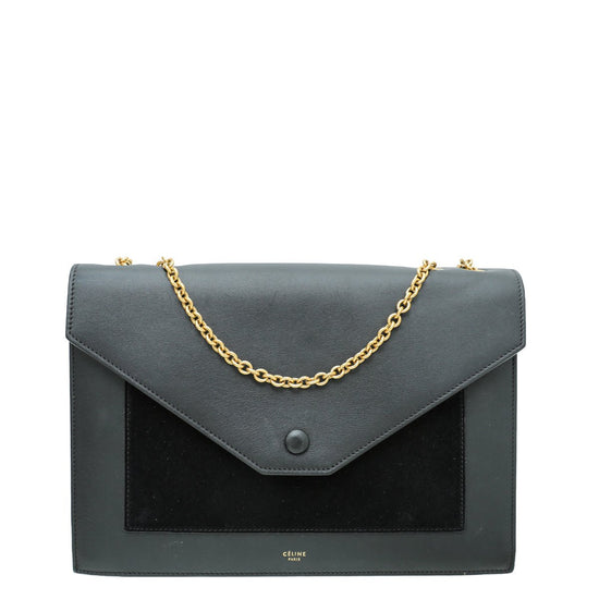 Celine - Celine Black Pocket Envelope Flap Chain Medium Bag | The Closet
