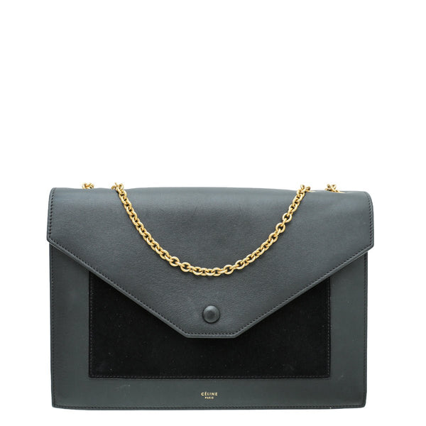 Celine Black Pocket Envelope Flap Chain Medium Bag THE