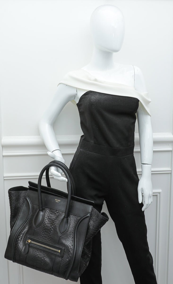 Celine Black Python Mini Luggage Bag – THE CLOSET