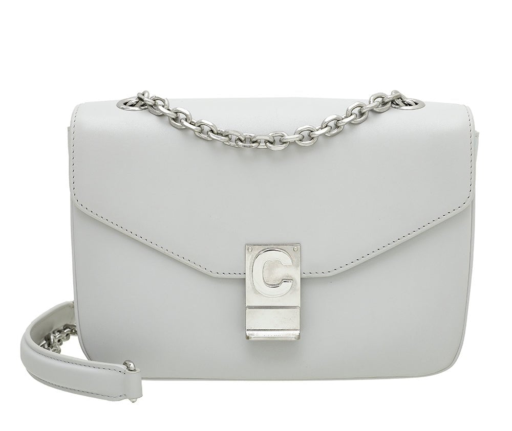 Celine Light Gray C Flap Bag Medium-Celine-THE CLOSET