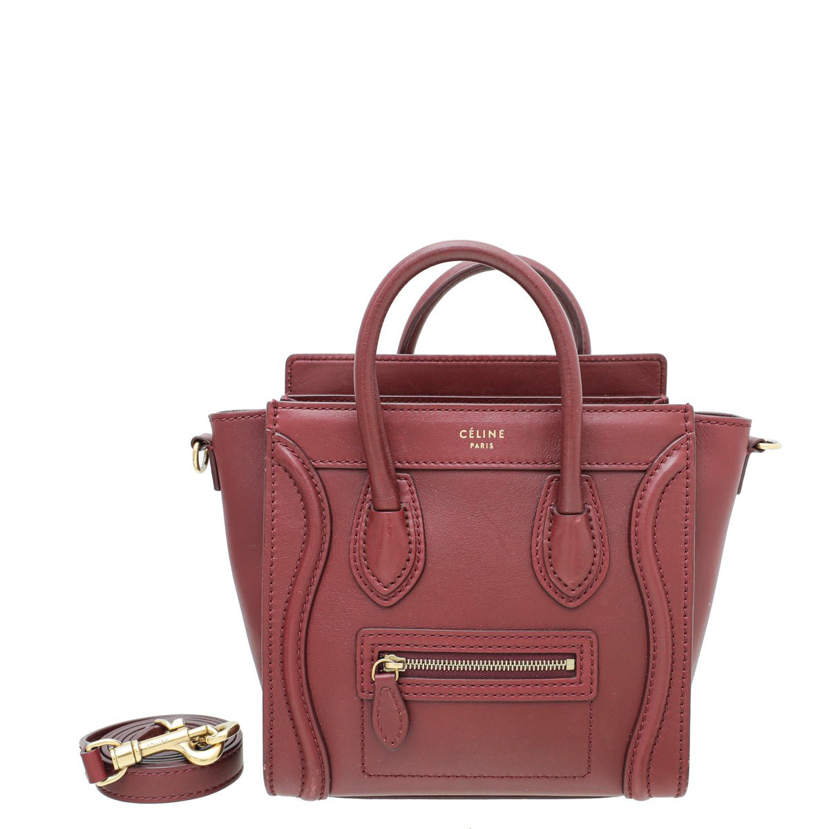 Celine Maroon Nano Luggage Bag-Celine-THE CLOSET