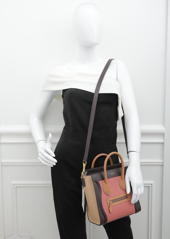Celine Multicolor Nubuck and Leather Nano Luggage Tote Celine | The Luxury  Closet