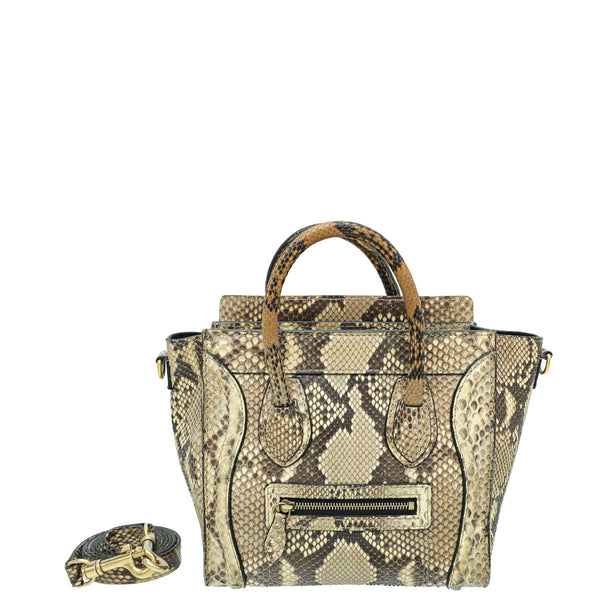 Celine Natural Beige Full Python Nano Luggage Bag THE CLOSET
