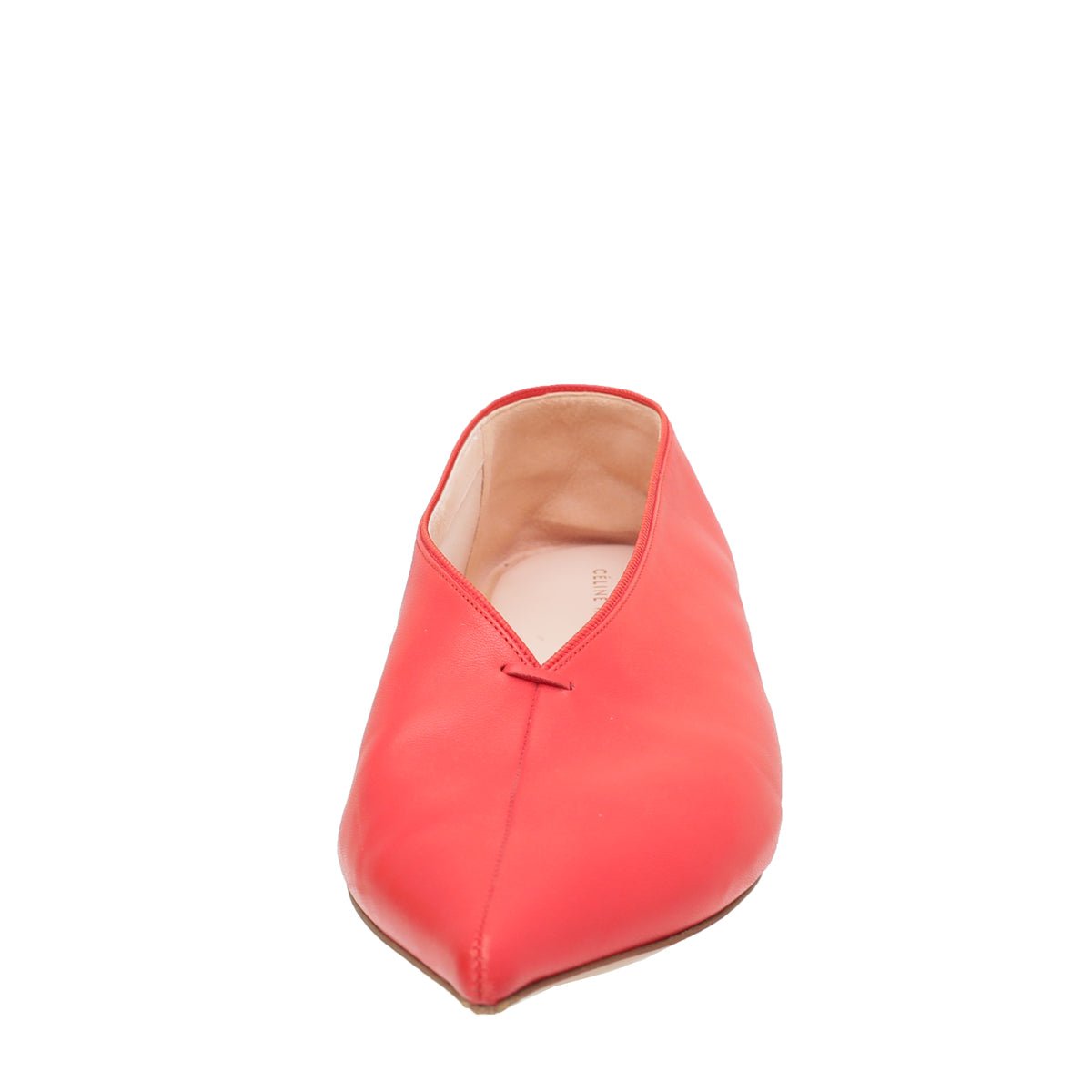 Celine Red Pointed V Neck Flat Ballerina 39-Celine-THE CLOSET