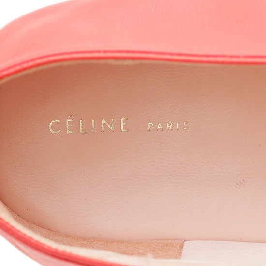 Celine - Celine Red Pointed V Neck Flat Ballerina 39 | The Closet