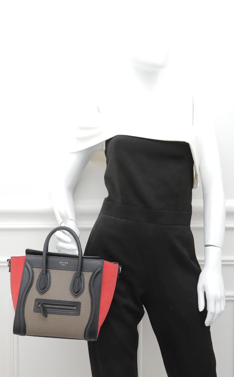 Celine Tricolor Bullhide Nano Luggage Bag-Celine-THE CLOSET