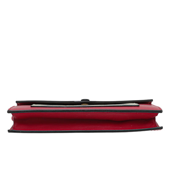 Celine Red Tri-Color Calfskin Leather Large Pocket Flap on Chain Bag