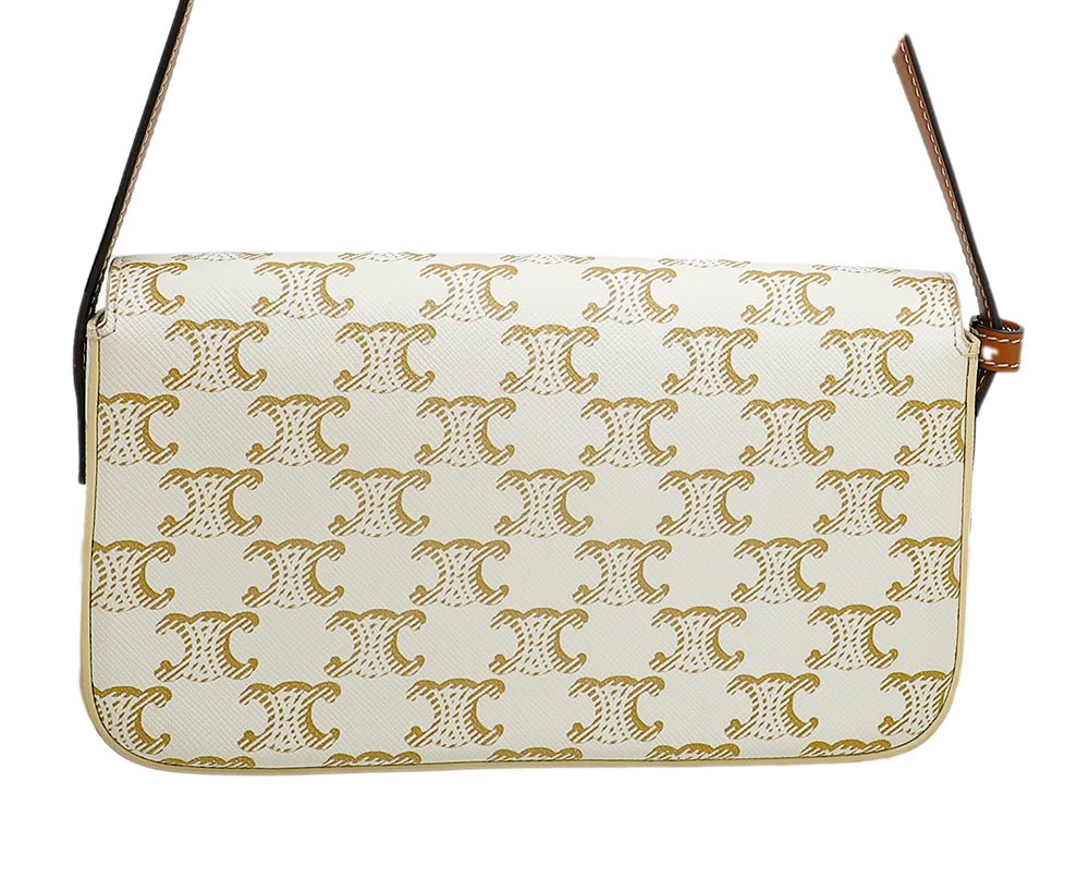 Celine White Triomphe Flap Shoulder Bag-Celine-THE CLOSET