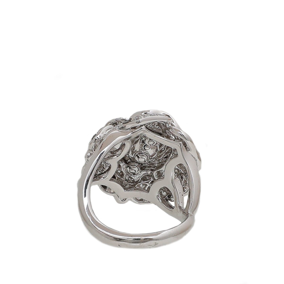 Chanel 18K White Gold Camellia Oval Solitaire W- White & Black Diamond Ring 51-Chanel-THE CLOSET