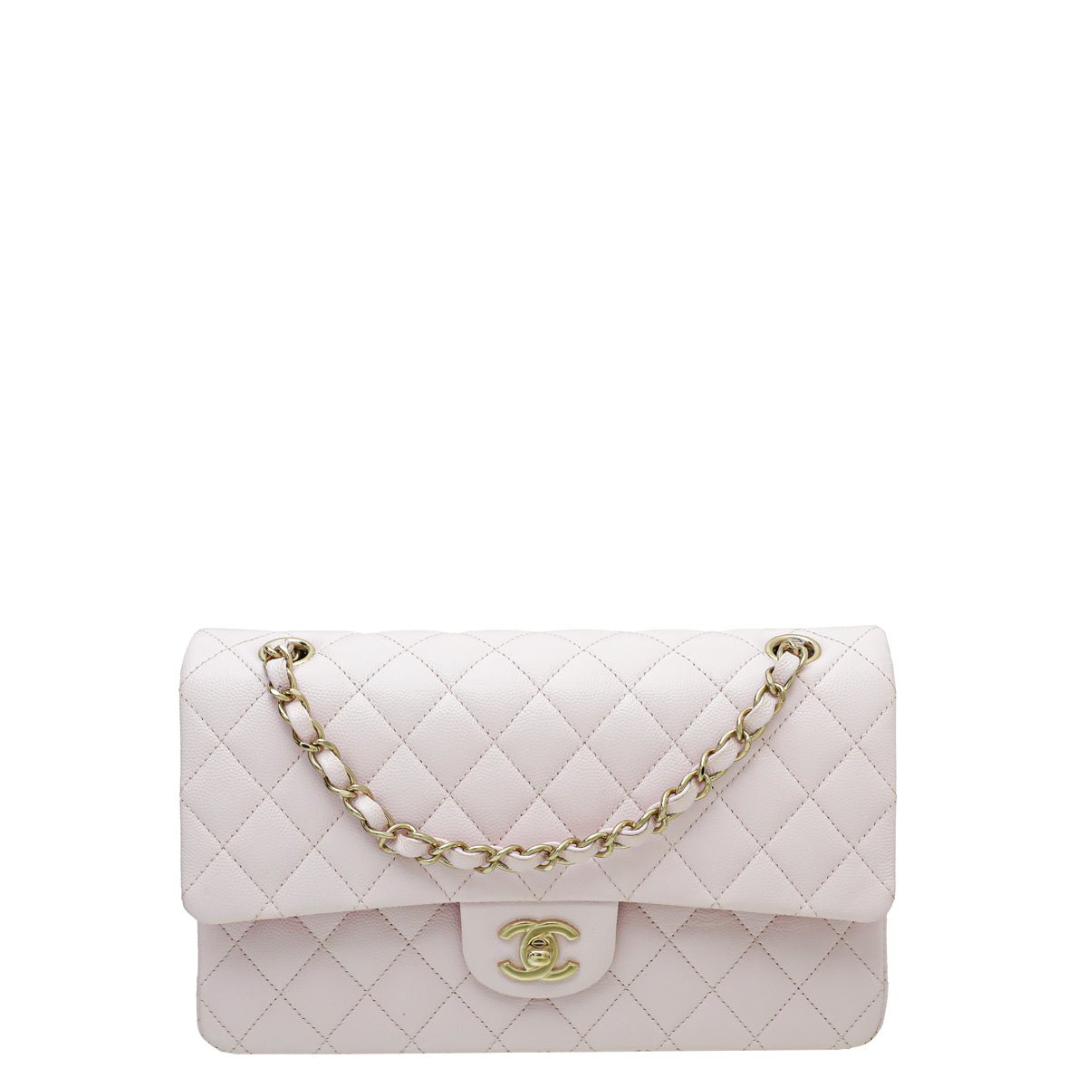 Chanel - Chanel Baby Pink CC Classic Caviar Double Flap Medium Bag | The Closet