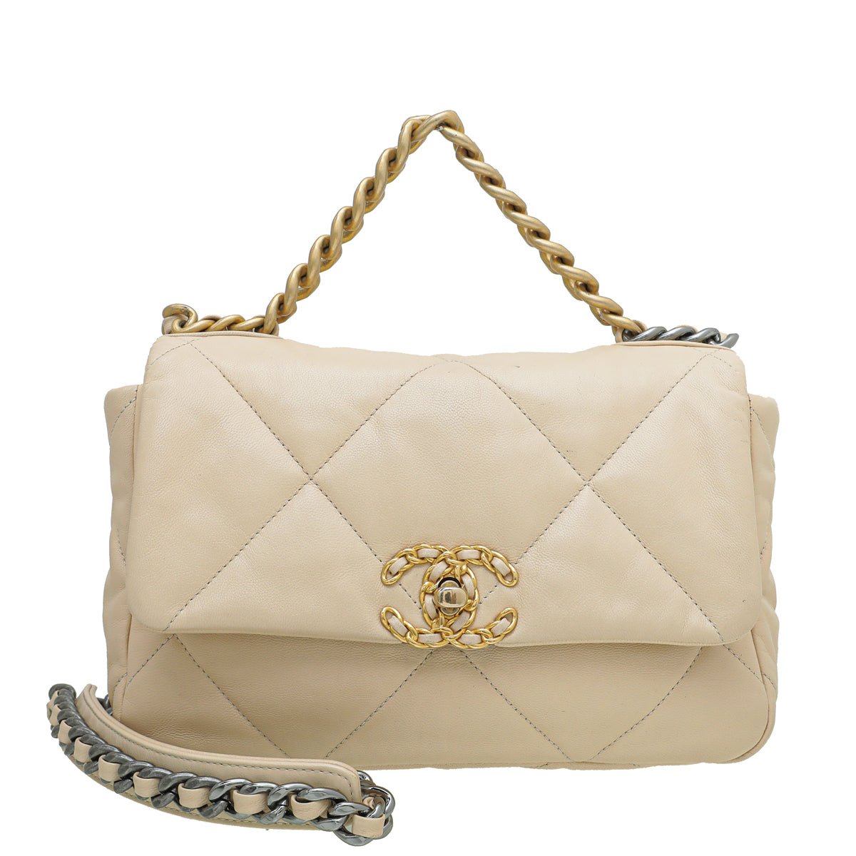 The Closet - Chanel Beige CC 19 Small Flap Bag | The Closet