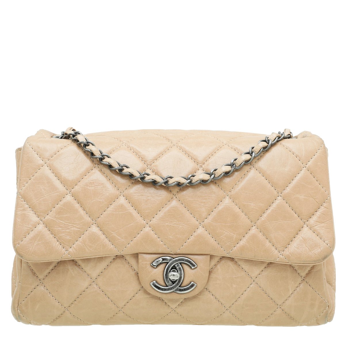 Chanel Beige CC Aged Accordion Flap Bag-Chanel-THE CLOSET