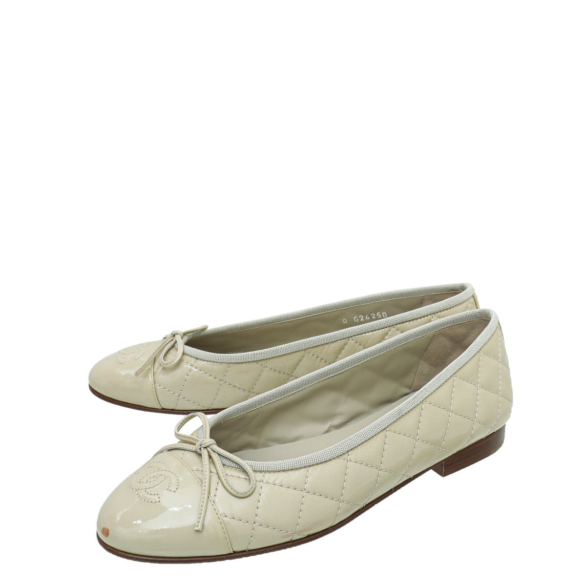 Chanel Beige CC Cap Toe Quilted Flat Ballerina 38-Chanel-THE CLOSET