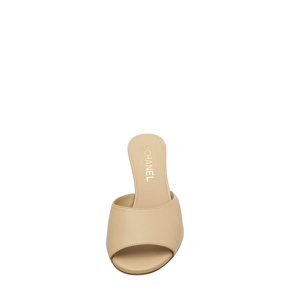 Chanel Beige CC Chain Heeled Mules 38.5-Chanel-THE CLOSET