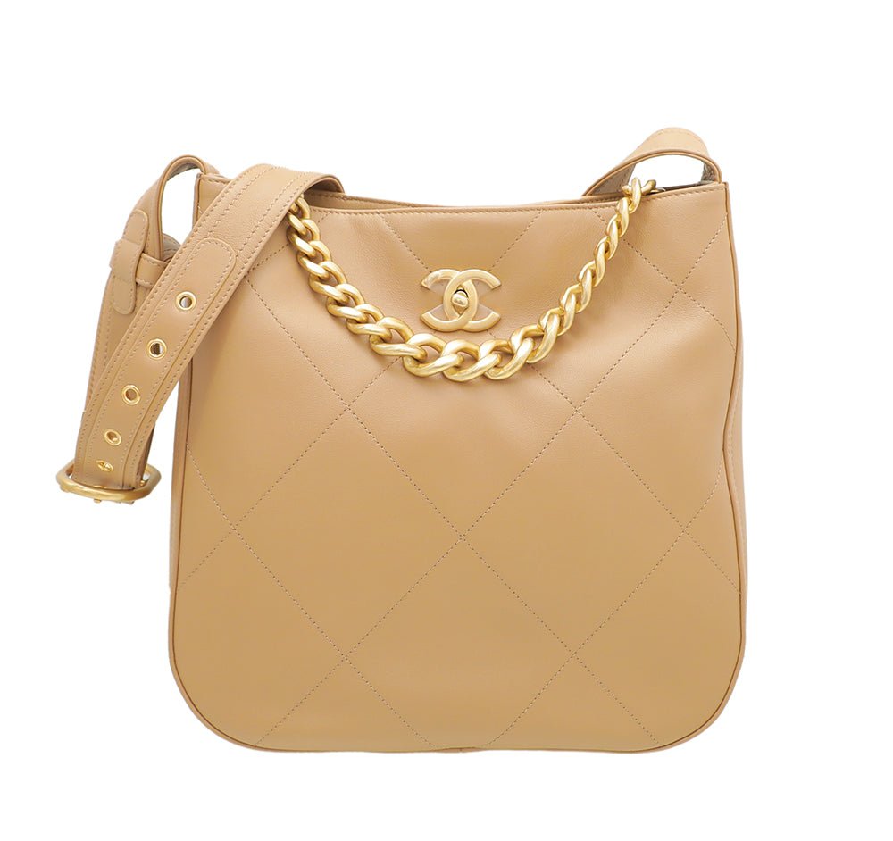 Chanel Beige CC Chain Hobo Bag-Chanel-THE CLOSET