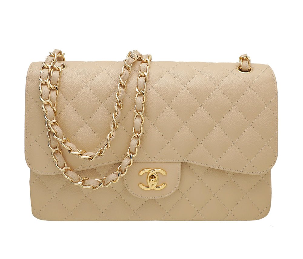 Chanel Beige CC Classic Double Flap Jumbo Bag-Chanel-THE CLOSET