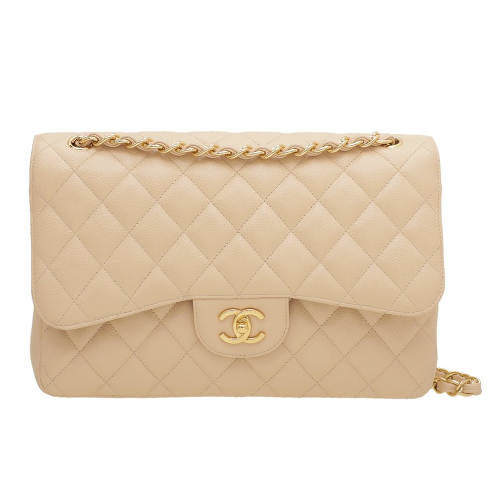 Chanel Beige CC Classic Double Flap Jumbo Bag-Chanel-THE CLOSET
