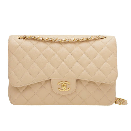 The Closet - Chanel Beige CC Classic Double Flap Jumbo Bag | The Closet