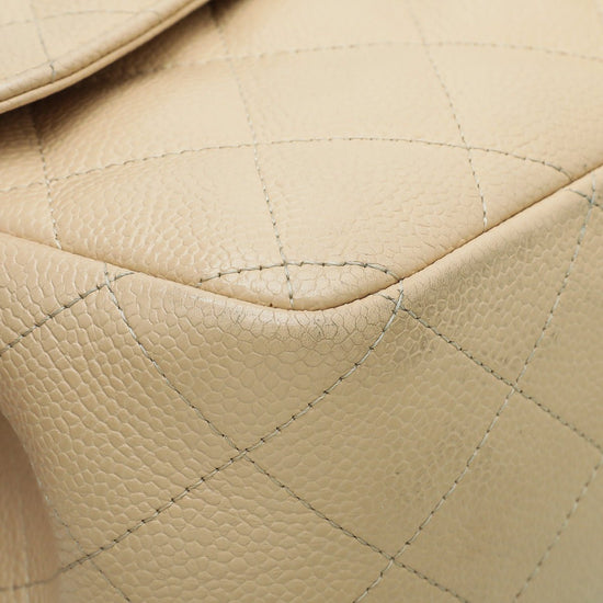 Chanel - Chanel Beige CC Classic Double Flap Jumbo Bag | The Closet