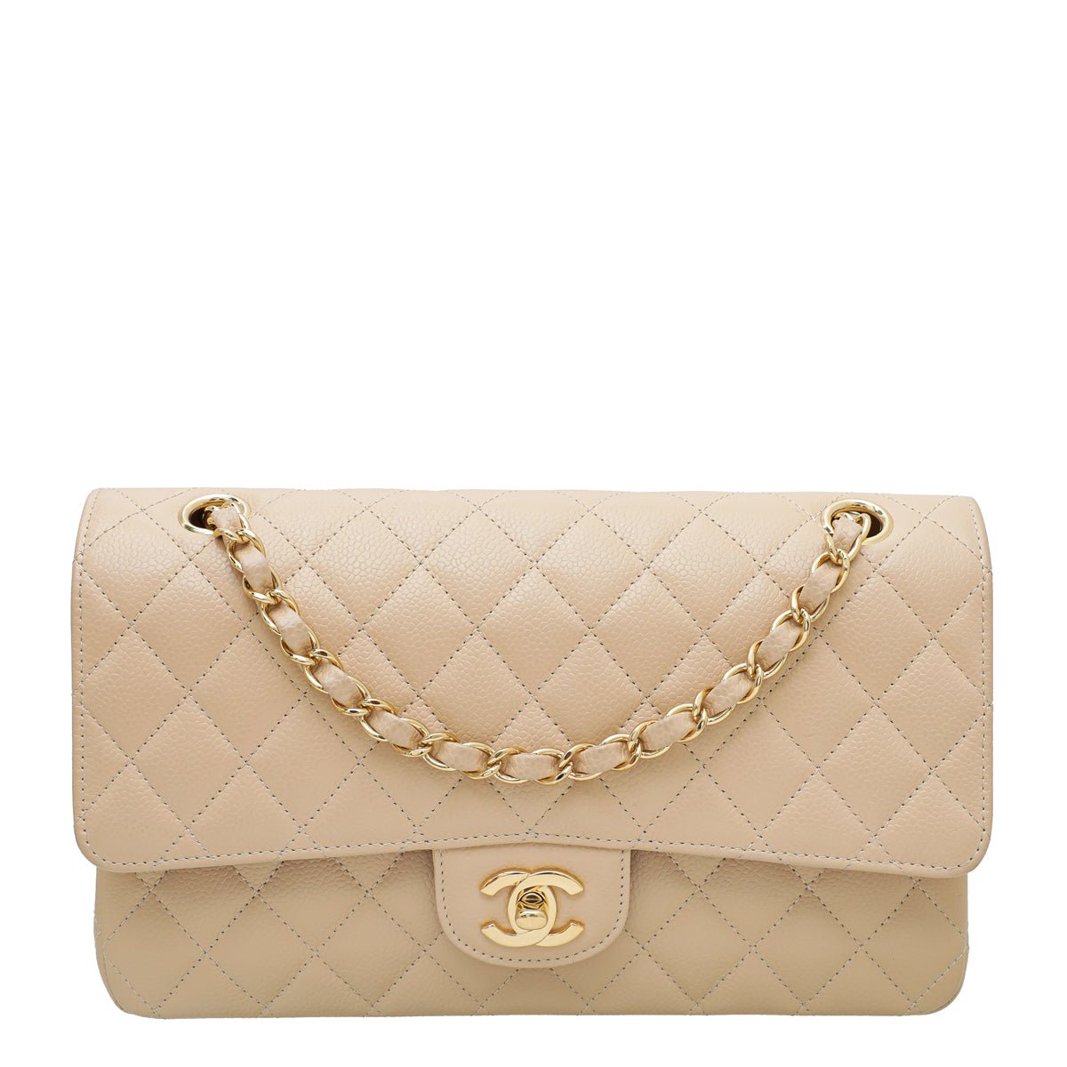Chanel Beige CC Classic Double Flap Medium Bag-Chanel-THE CLOSET