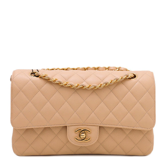 The Closet - Chanel Beige CC Classic Double Flap Medium Bag | The Closet