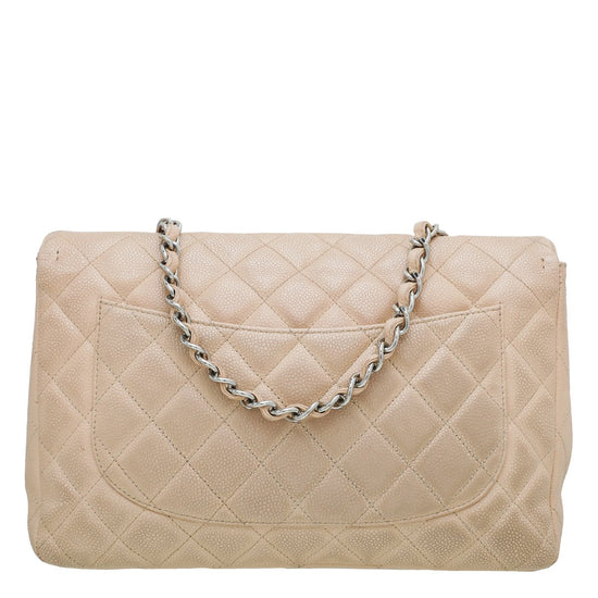 Chanel Beige CC Classic Single Flap Jumbo Bag – The Closet