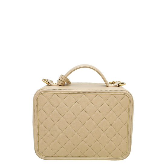 Chanel - Chanel Beige CC Filigree Vanity Case Large Bag | The Closet