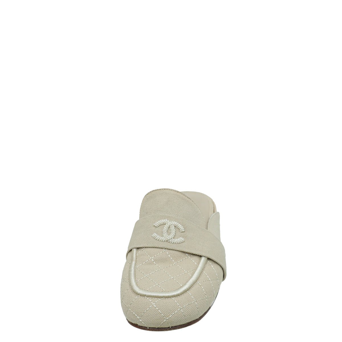 Chanel Beige CC Pearl Slide Mules 38-Chanel-THE CLOSET