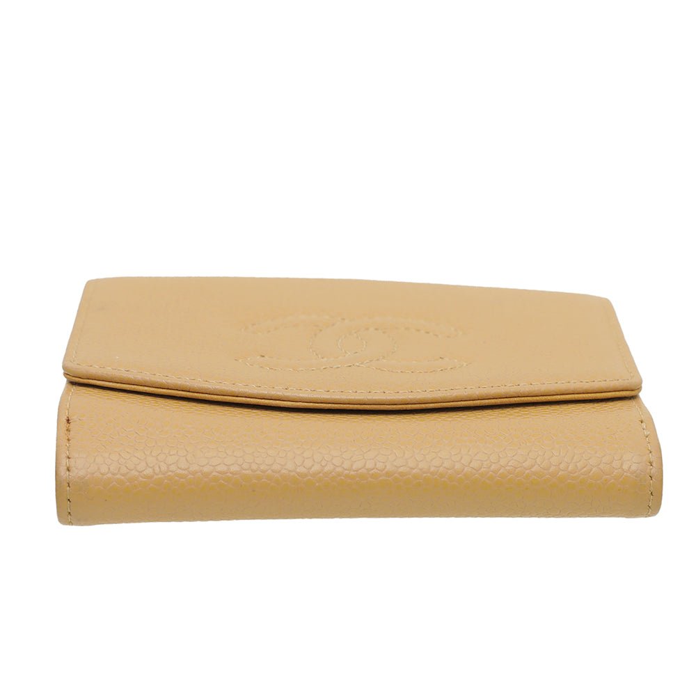 Chanel - Chanel Beige CC Timeless Small French Wallet | The Closet