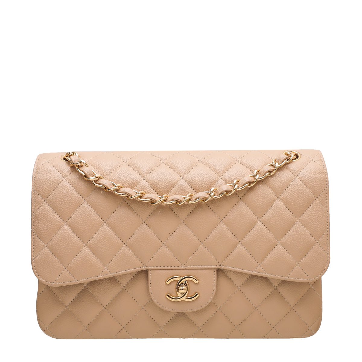 Chanel Beige Classic Double Flap Bag-Chanel-THE CLOSET