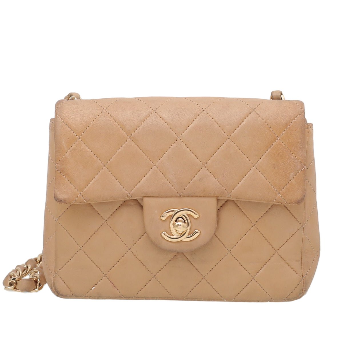 The Closet - Chanel Beige Classic Mini Square Flap Bag | The Closet