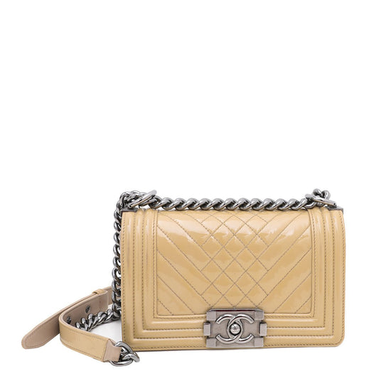 The Closet - Chanel Beige Le Boy Mix Quilted Flap Small Bag | The Closet
