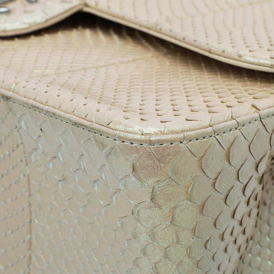 Chanel Beige Metallic Python CC Classic Double Flap Jumbo Bag – THE CLOSET