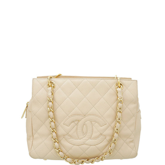 Timeless Chanel PST Petite shopping Tote bag Beige Leather ref270206   Joli Closet