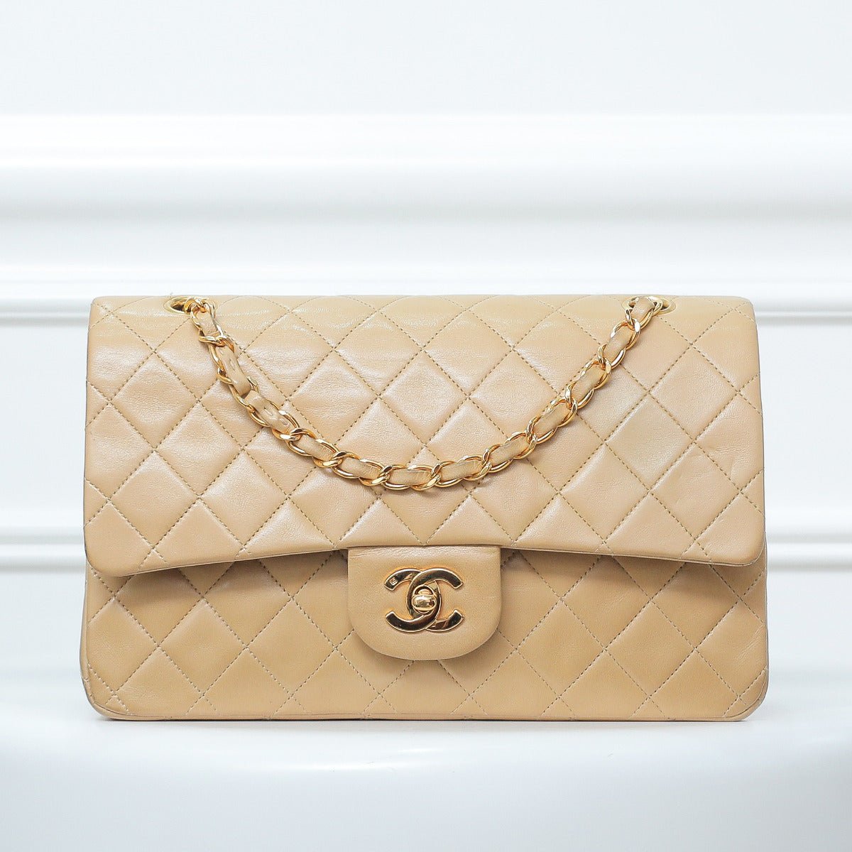 Chanel Beige Vintage Classic Double Flap Bag-Chanel-THE CLOSET