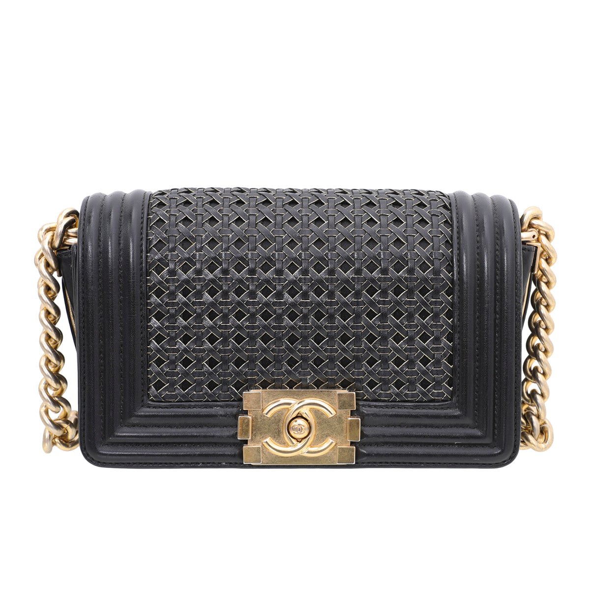 Chanel Bicolor Braided Reverso Sheepskin Boy Bag-Chanel-THE CLOSET