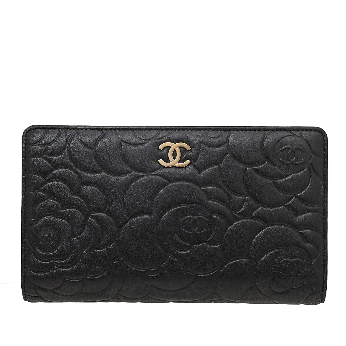 Chanel Bicolor Camellia Embossed L Yen Wallet-Chanel-THE CLOSET