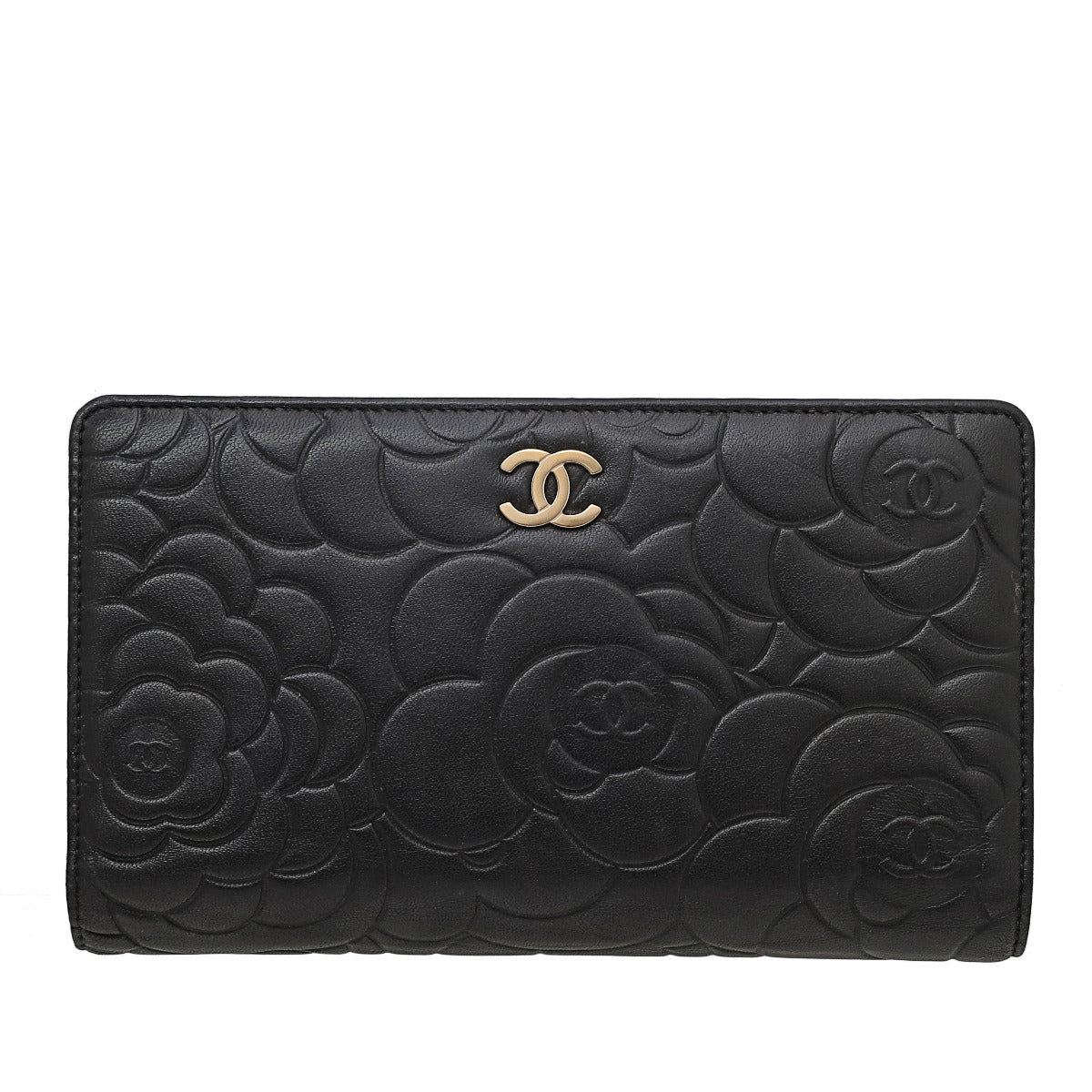 The Closet - Chanel Bicolor Camellia Embossed L Yen Wallet | The Closet