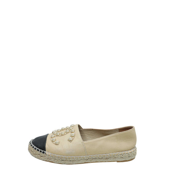 Chanel Shoes Espadrilles, Beige and Black Canvas, Size 37, New in Dustbag  WA001 - Julia Rose Boston