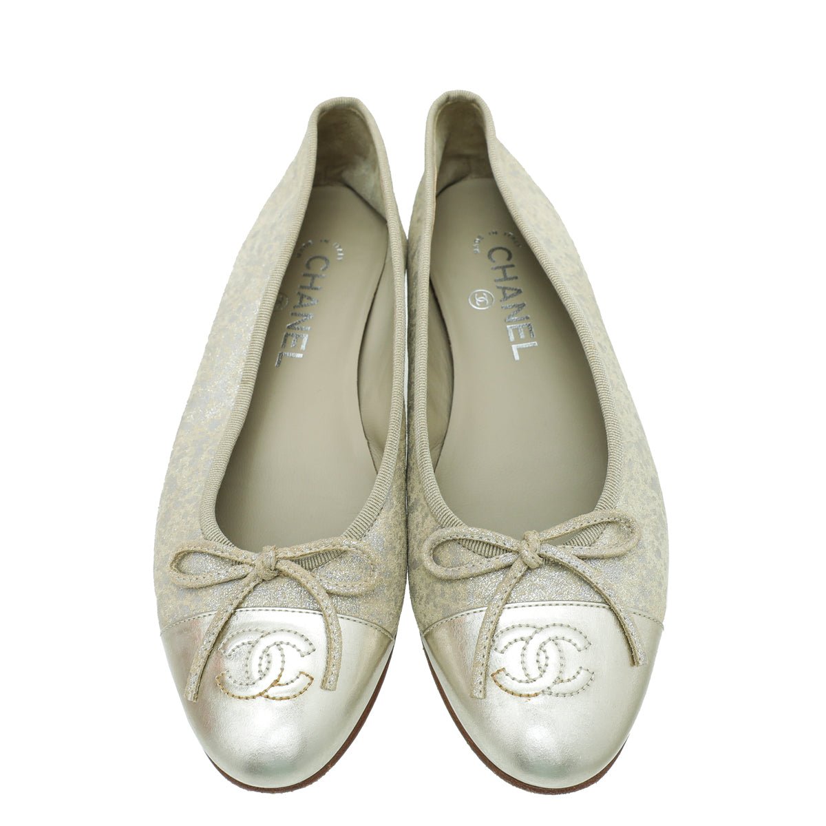 Chanel Bicolor CC Cap Toe Ballet Flats 37.5-Chanel-THE CLOSET