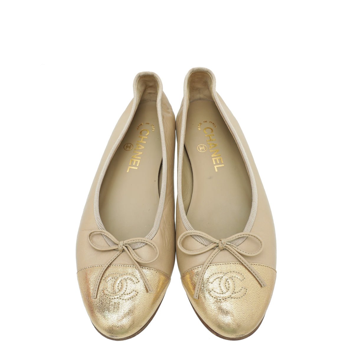 Chanel Bicolor CC Cap Toe Ballet Flats 37.5 – The Closet