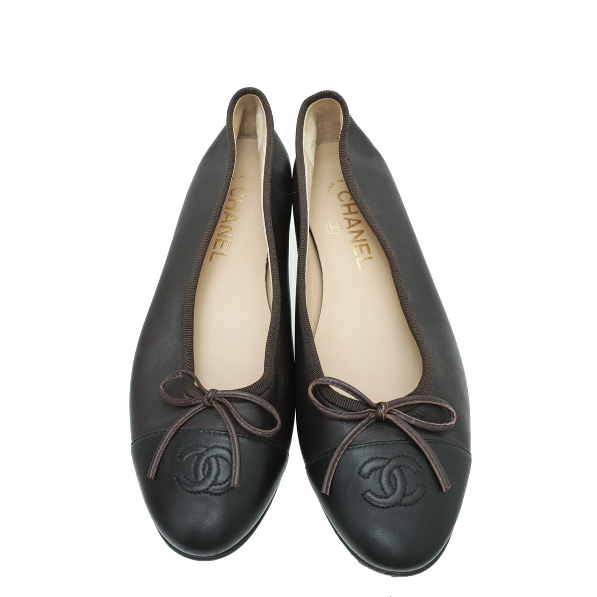 Chanel Bicolor CC Cap Toe Ballet Flats 38-Chanel-THE CLOSET
